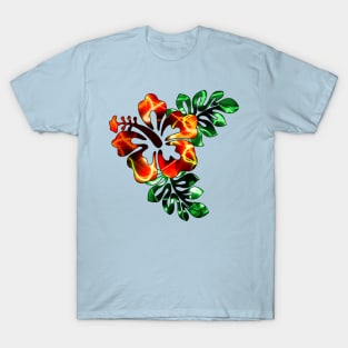 Electric Hibiscus - Red T-Shirt